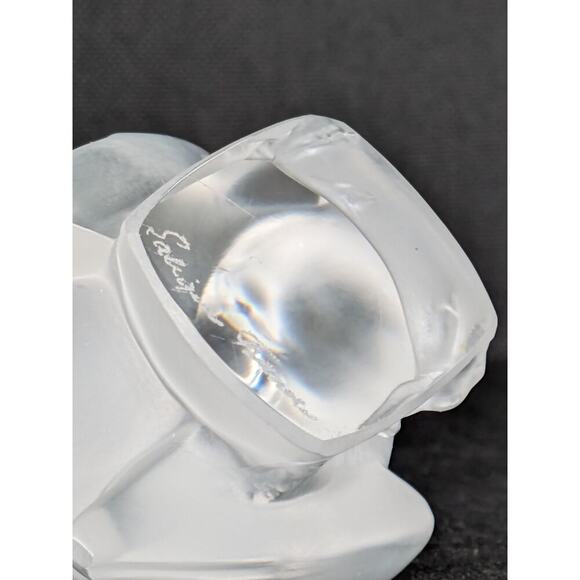 Lalique "Moineau Moqueur" Art Deco Satin Crystal Bird Signed Sculpture Figurine - Picture 7 of 7